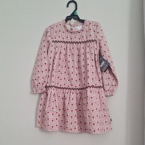 Gerber Pink Floral Tiered Long-Sleeve Dress